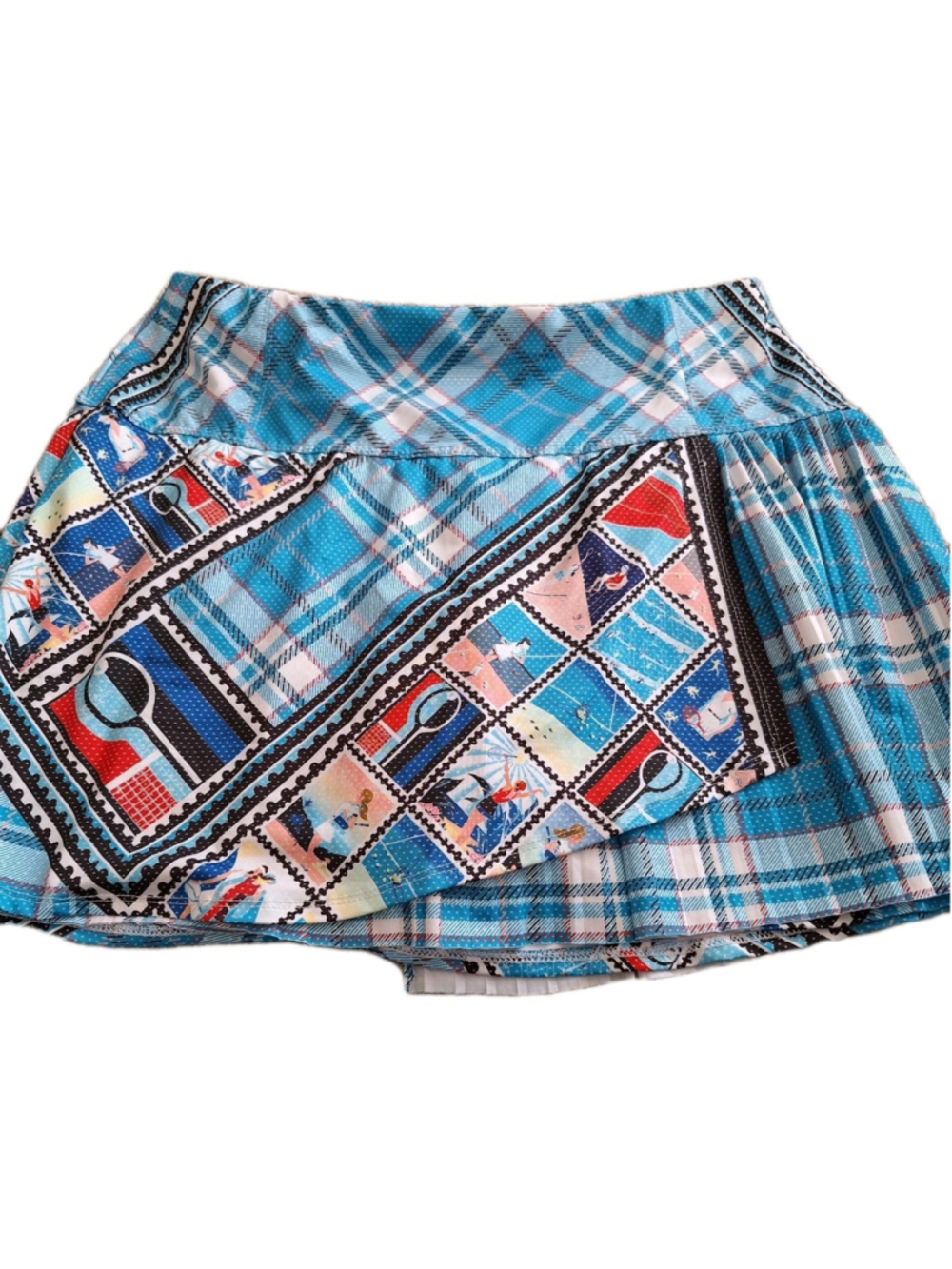 Lucky in Love Womens Sz M 8/10 Tennis Golf Pickleball Skort Post It Pleated BLUE